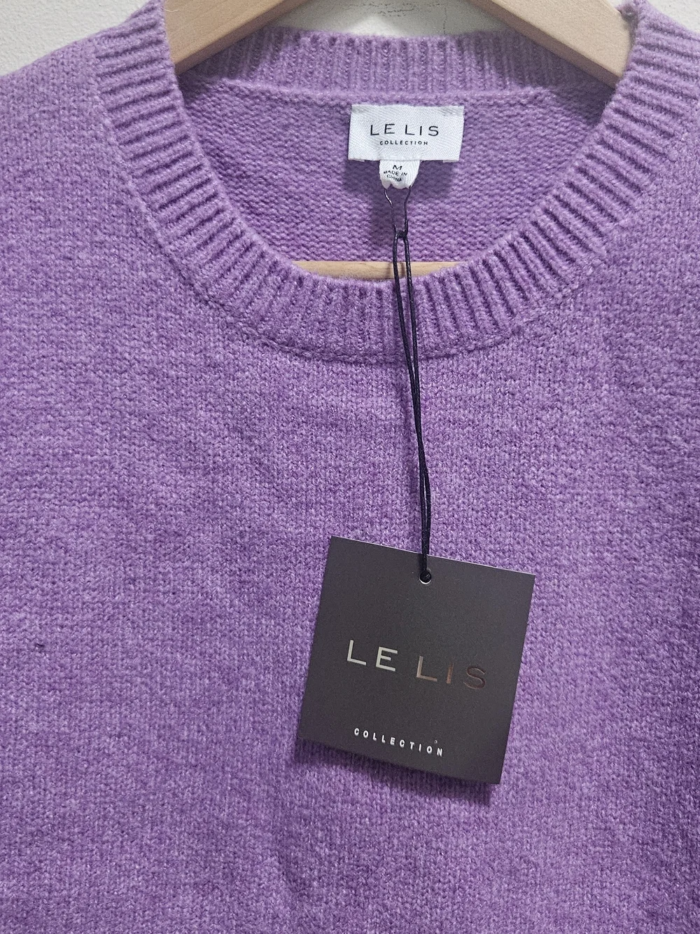 Le Lis Lavender Knit Cropped Baby Tee Sweater Short Sleeve Crewneck Size M